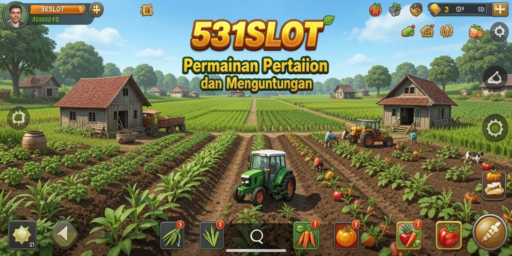Tampilan gameplay 531SLOT menunjukkan aktivitas pertanian yang seru.