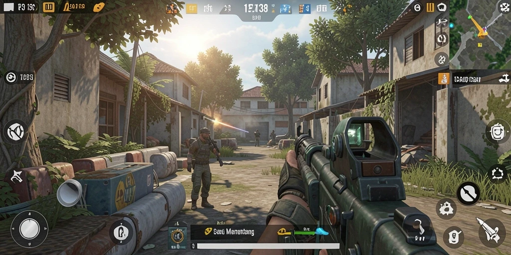 Tangkapan layar gameplay CADAS138 yang menunjukkan aksi menembak intens.