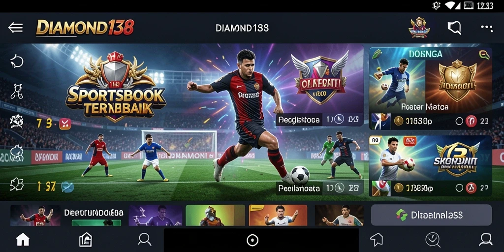 Screenshot utama DIAMOND138 menampilkan aksi taruhan langsung dan fitur live streaming.