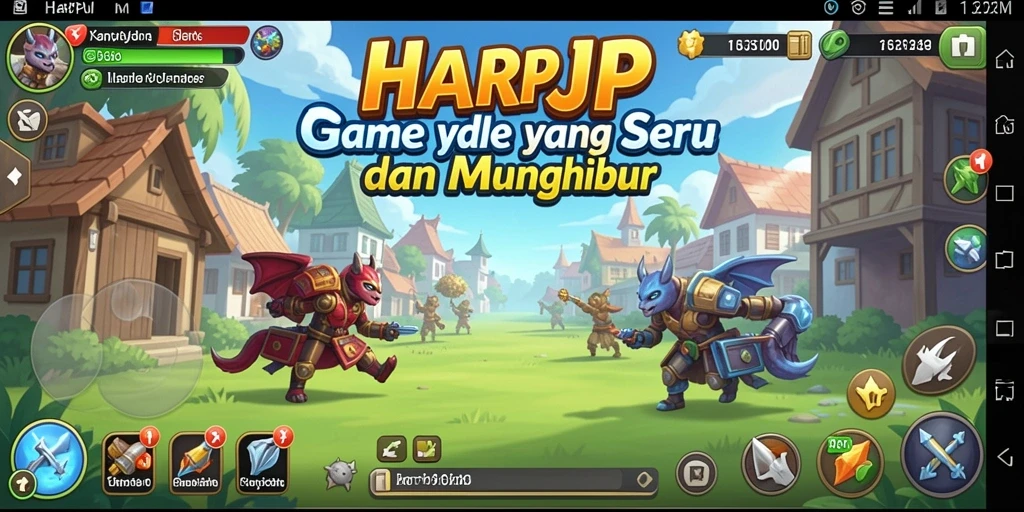 Tangkapan layar gameplay HARAPJP yang menunjukkan keseruan dalam membangun kerajaan Idle.