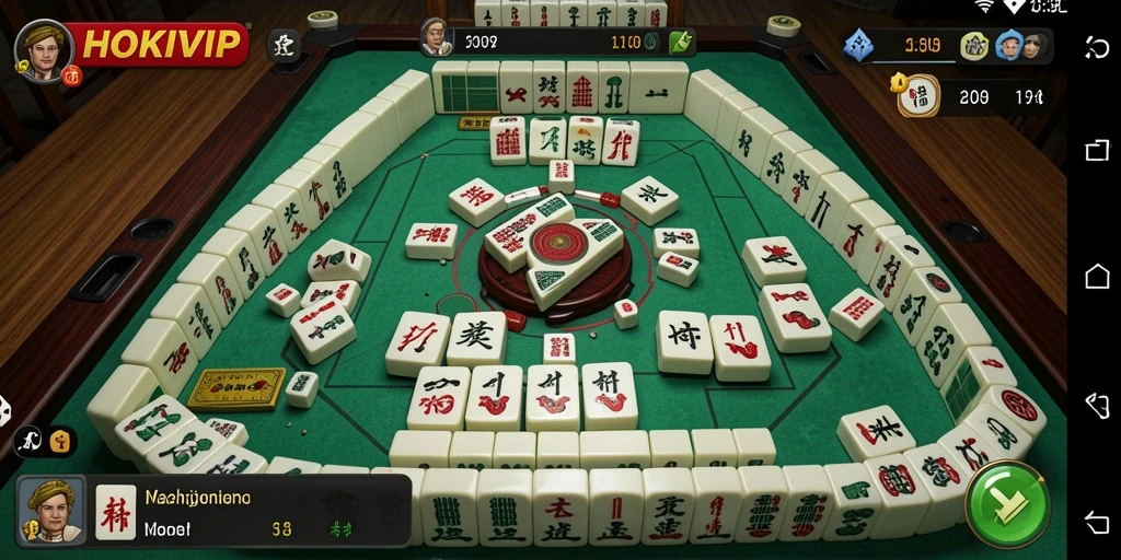 Tampilan seru gameplay HOKIVIP yang penuh tantangan Mahjong.