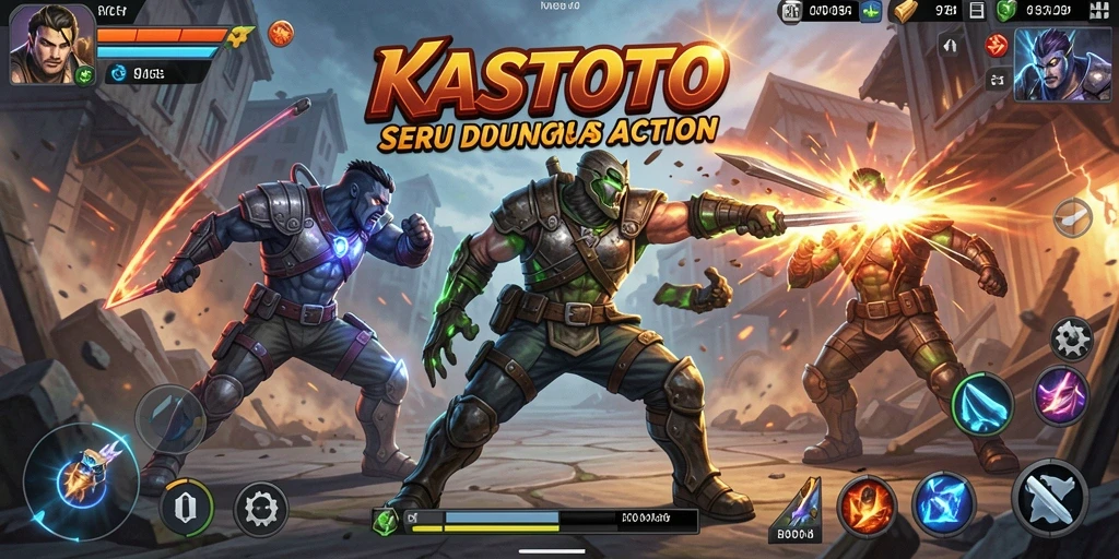 Screenshot gameplay KASTOTO menampilkan pertarungan seru dan intens aksi.