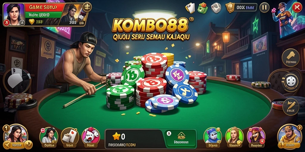 Screenshot gameplay KOMBO88 menampilkan aksi seru dalam QiuQiu.
