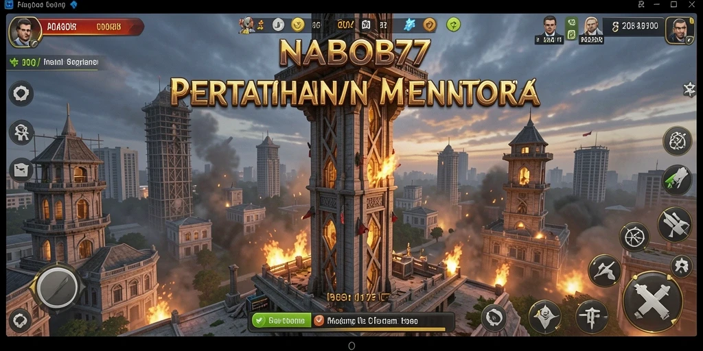 Gameplay seru NABOB77 dengan menara pertahanan yang melawan gelombang musuh.